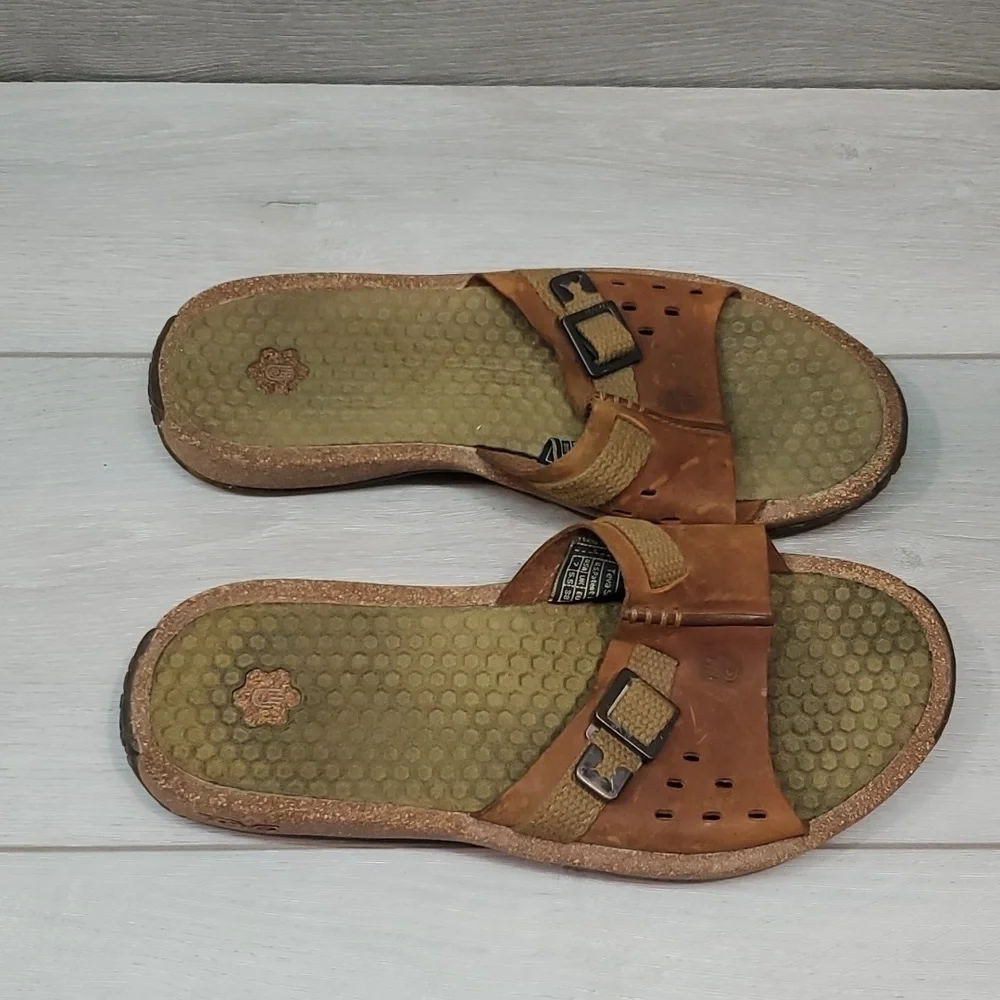 Teva Women 6324 Leather Slide Sandals Flip Flop Flats shoes sz 7